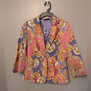 Linea by Louis Dell'Olio Pink and Gold Paisley Blazer